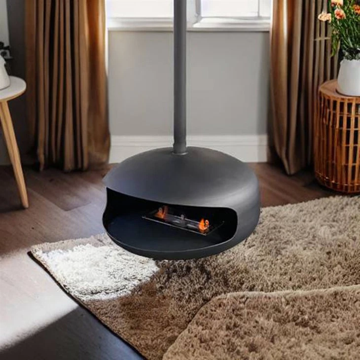 Caminetto sospeso a bioetanolo dal design moderno, colore nero