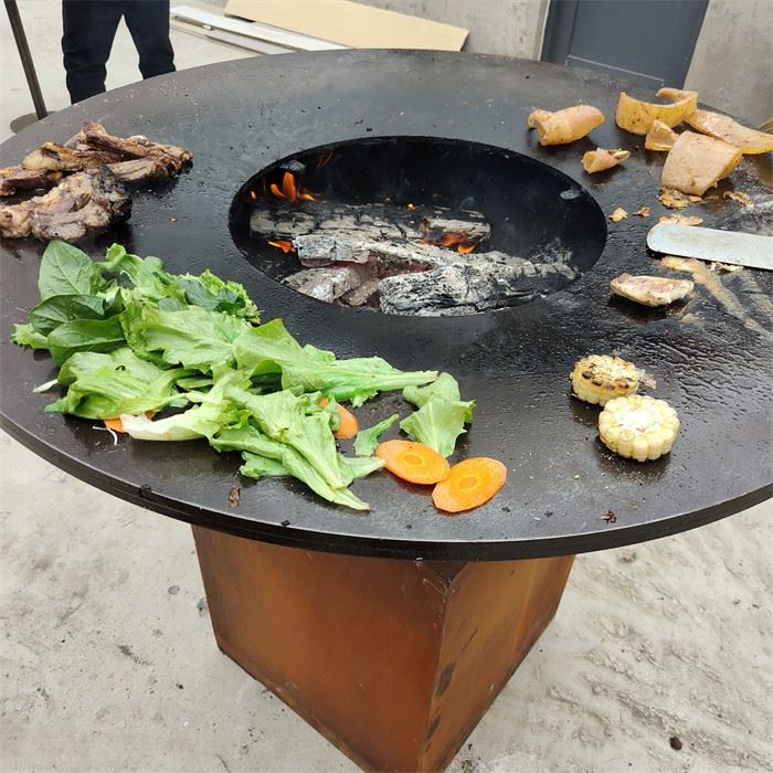 Wood Burning Retro Design Rusty Corten Steel Bbq Grill