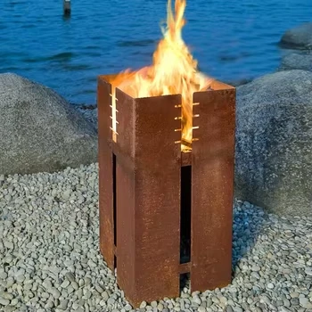 Cubo di fuoco esterno in acciaio corten rustico